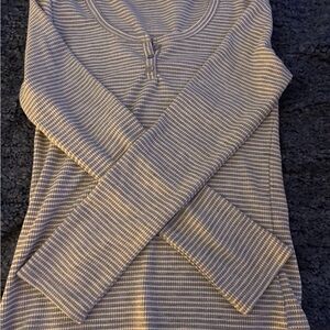Pink Republic Gray Striped Long Sleeve Top